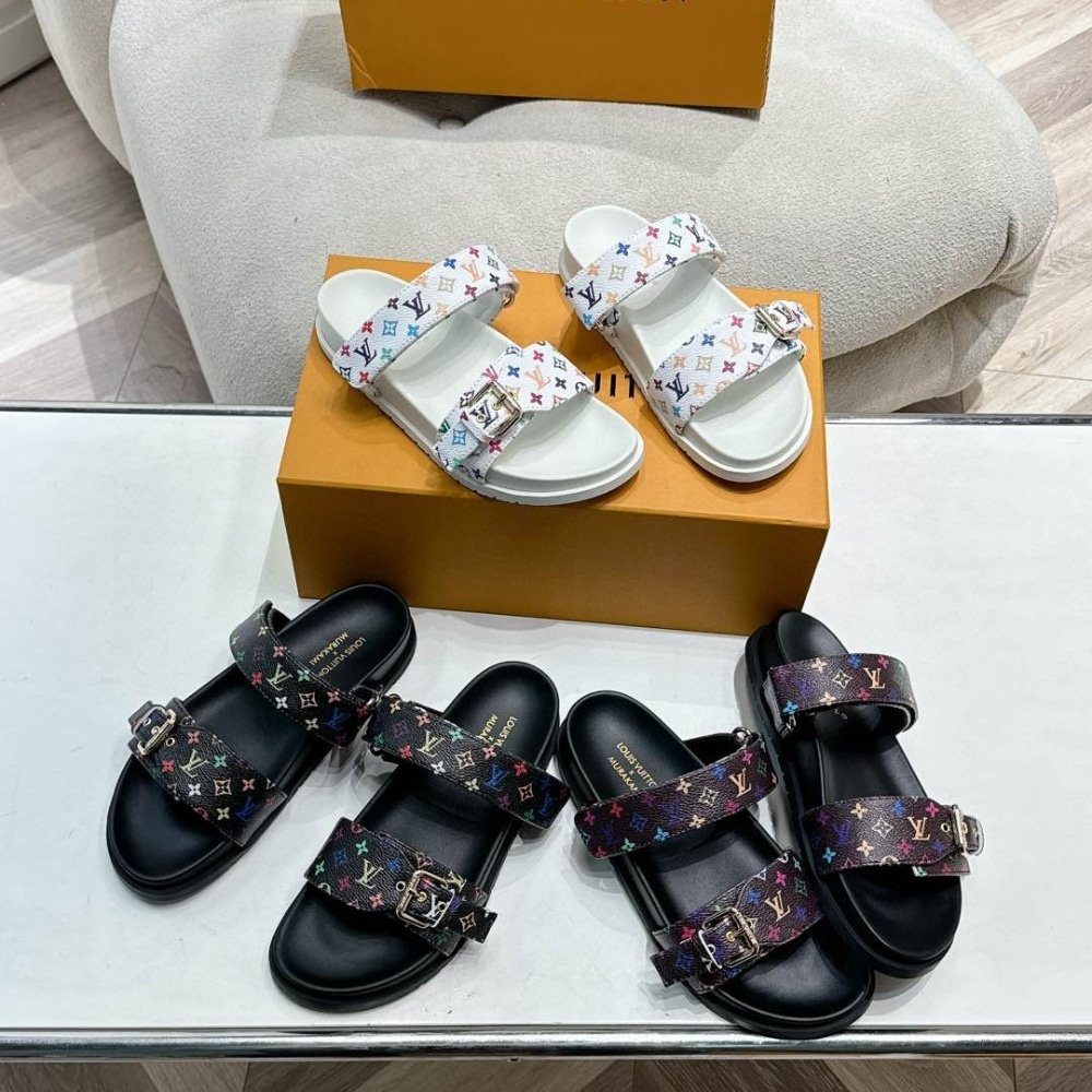 L0vis Vvtt0n X Takashi Murakami Bom Dia Flat Comfort Mule Black 1Agxub