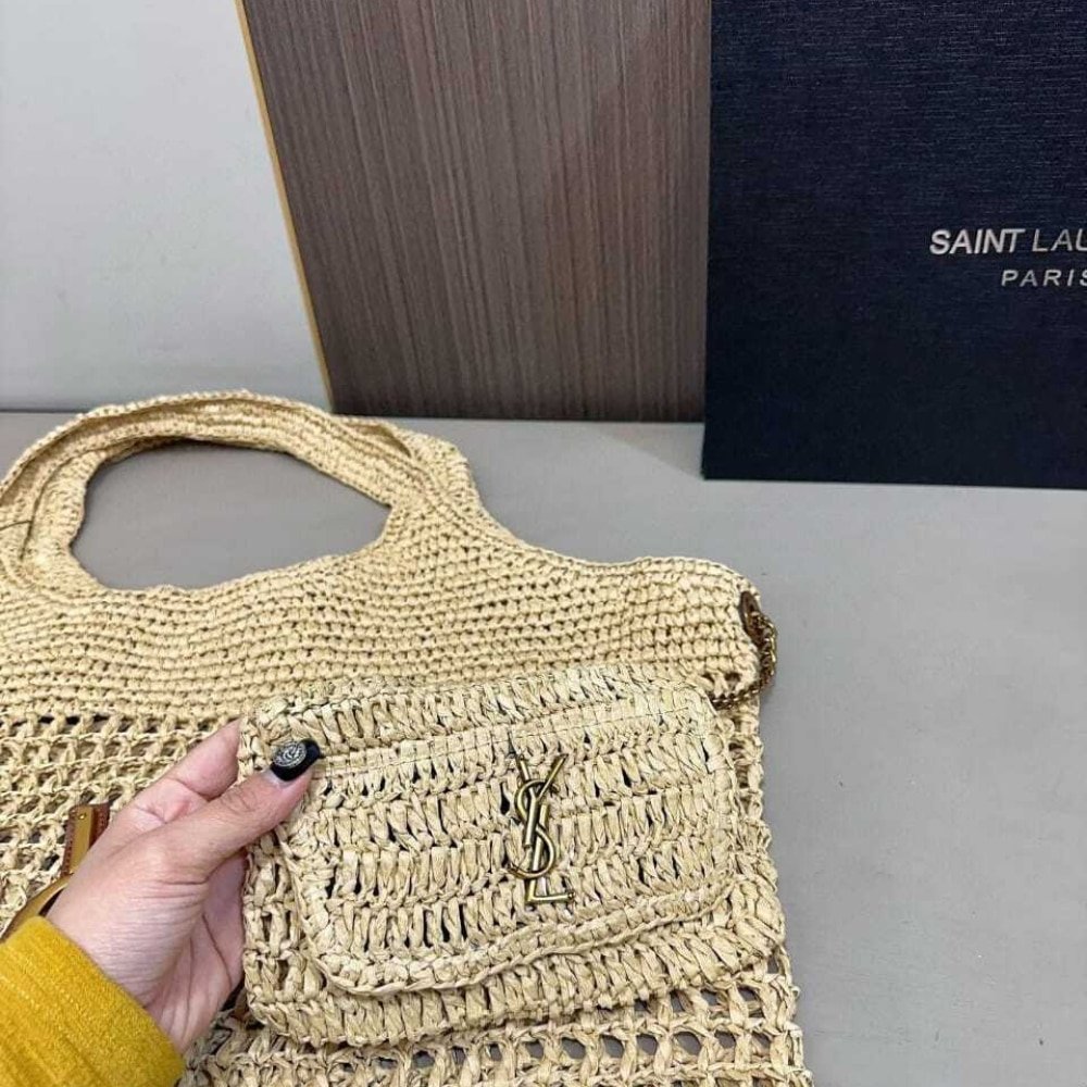 Sa1nt Lau*nt Raffia Icare Tote Bag Naturel And Brown Gold 45Cm 772191Gaaek2063