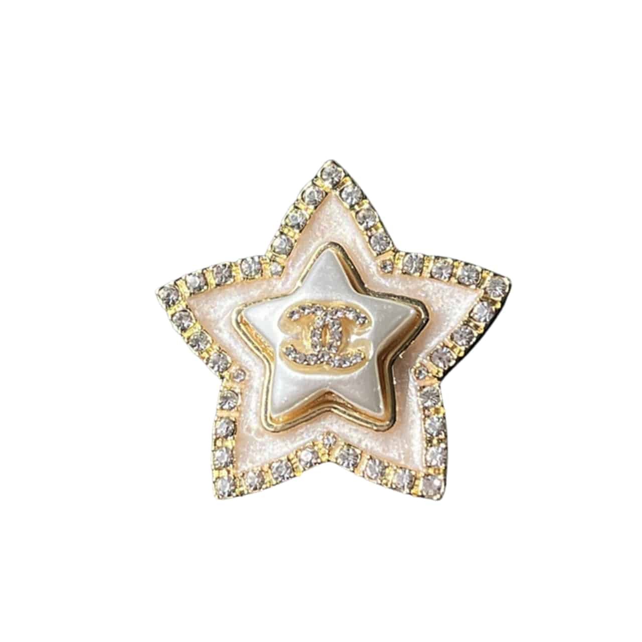 Ch**el Cc Star Brooch Gold