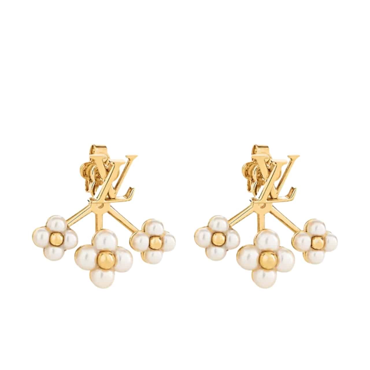 L0vis Vvtt0n Lv Floragram Earrings White Gold