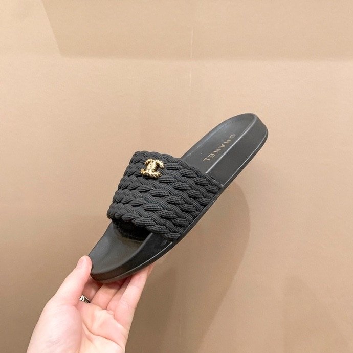 Ch**el Braided Slides Black