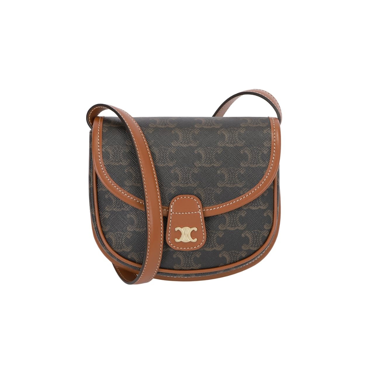 Ce1i*e Mini Besace In Triomphe Canvas And Calfskin Tan 17Cm 196702Bzj 04Lu