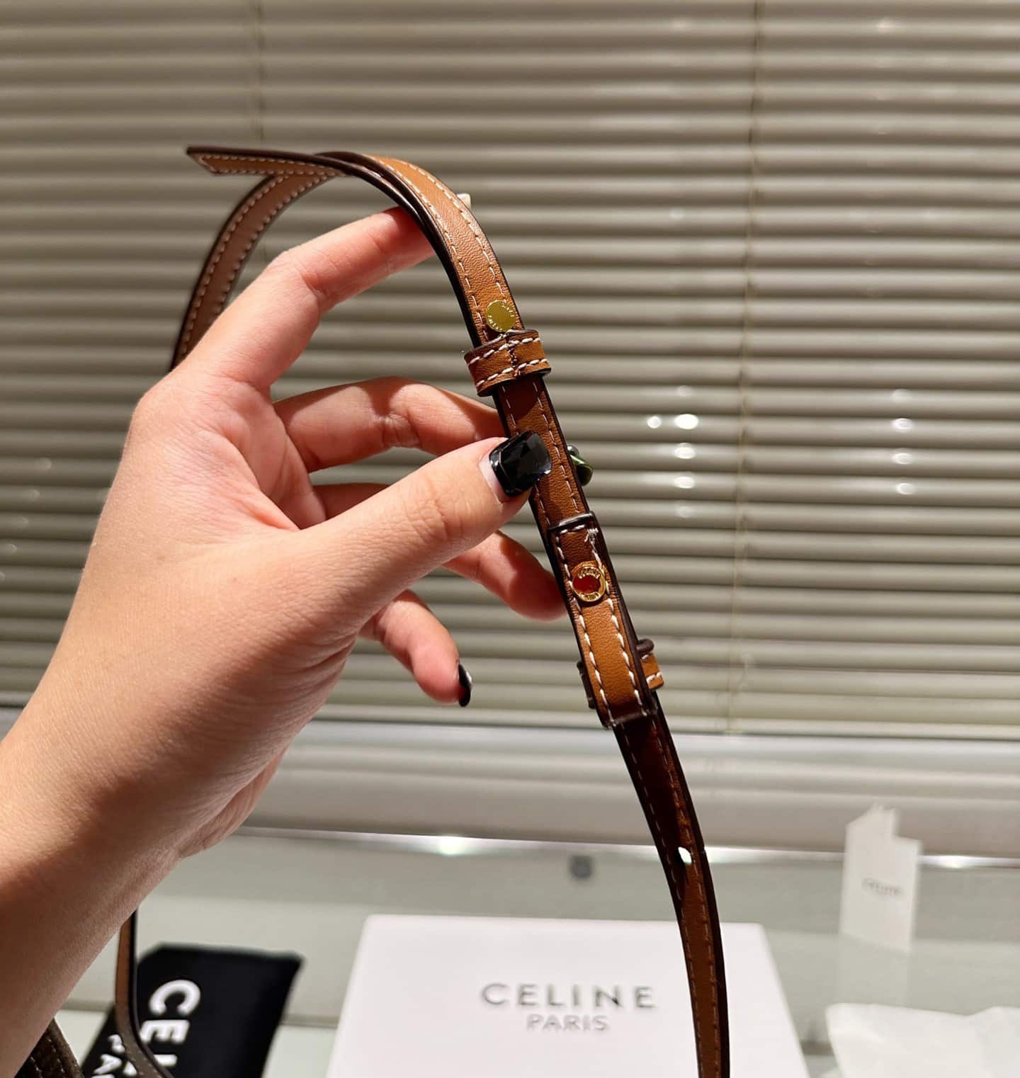 Ce1i*e Wallet On Strap In Triomphe Canvas And Smooth Tan 20Cm