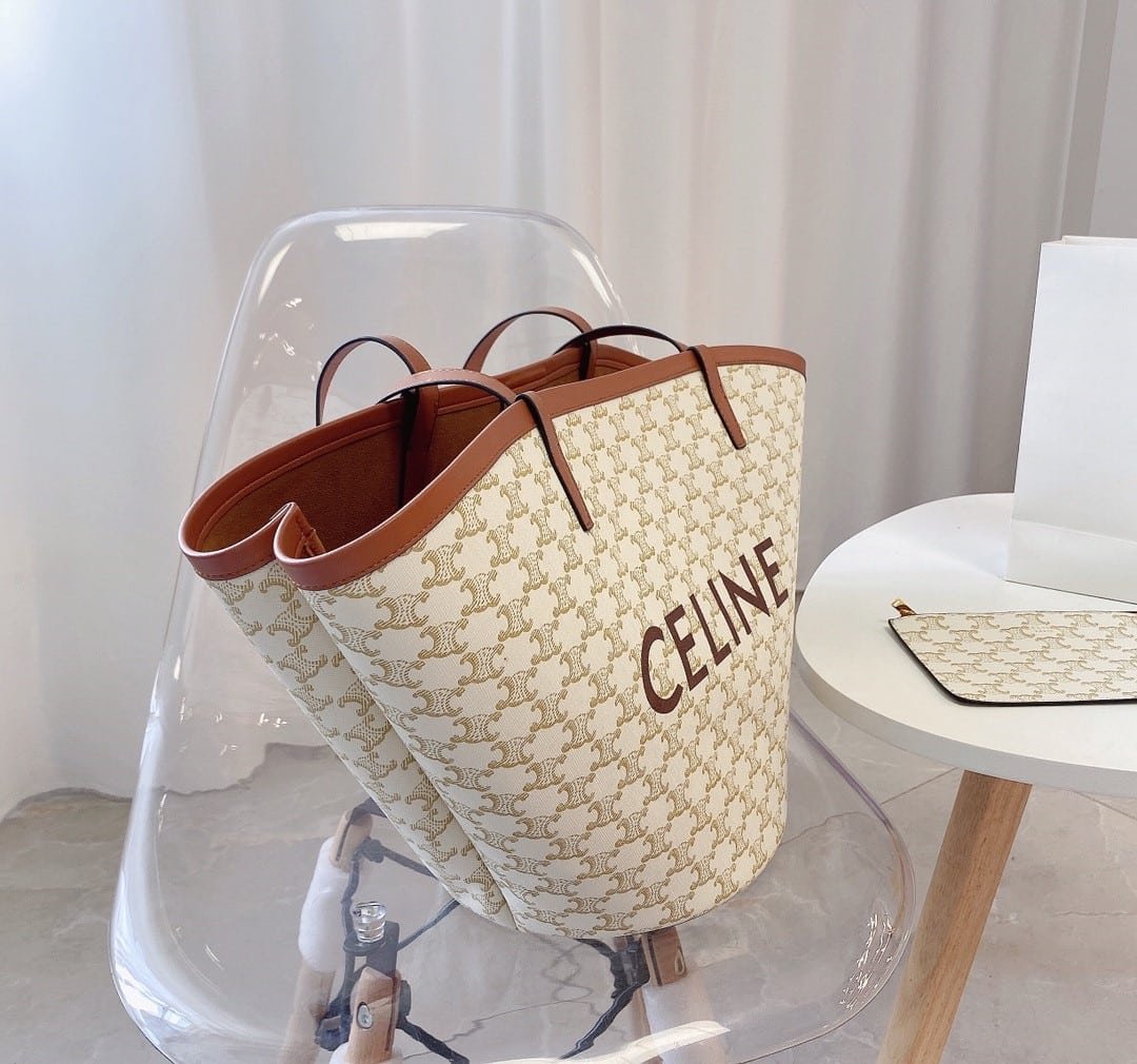 Ce1i*e Women Medium Couffin Bag In Triomphe Canvas Ce1i*e Print White 57Cm 196262Cyx 01Bc