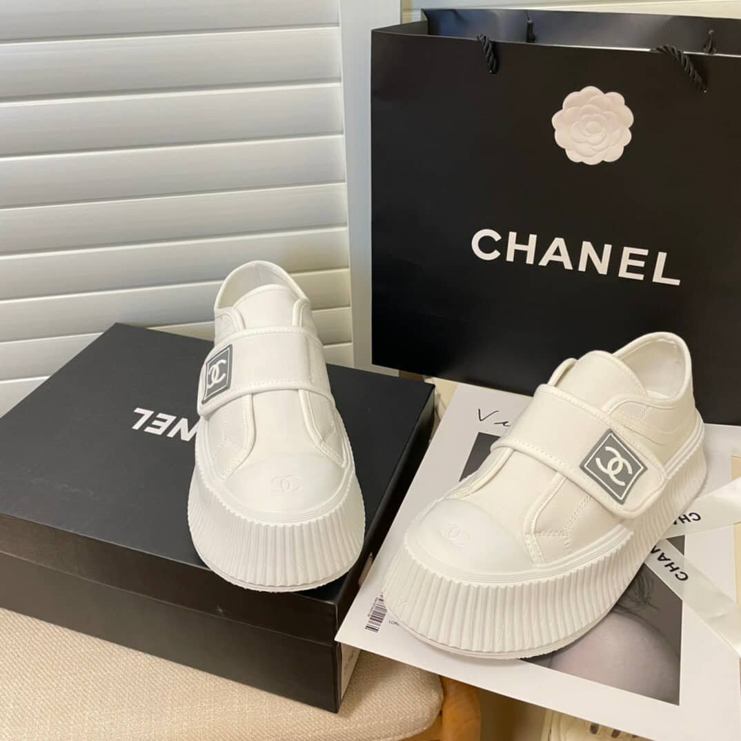 Ch**el Cc Cap Toe Slipon Sneaker All White