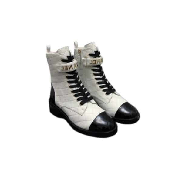 Ch**el Combat Boots White And Black G45005