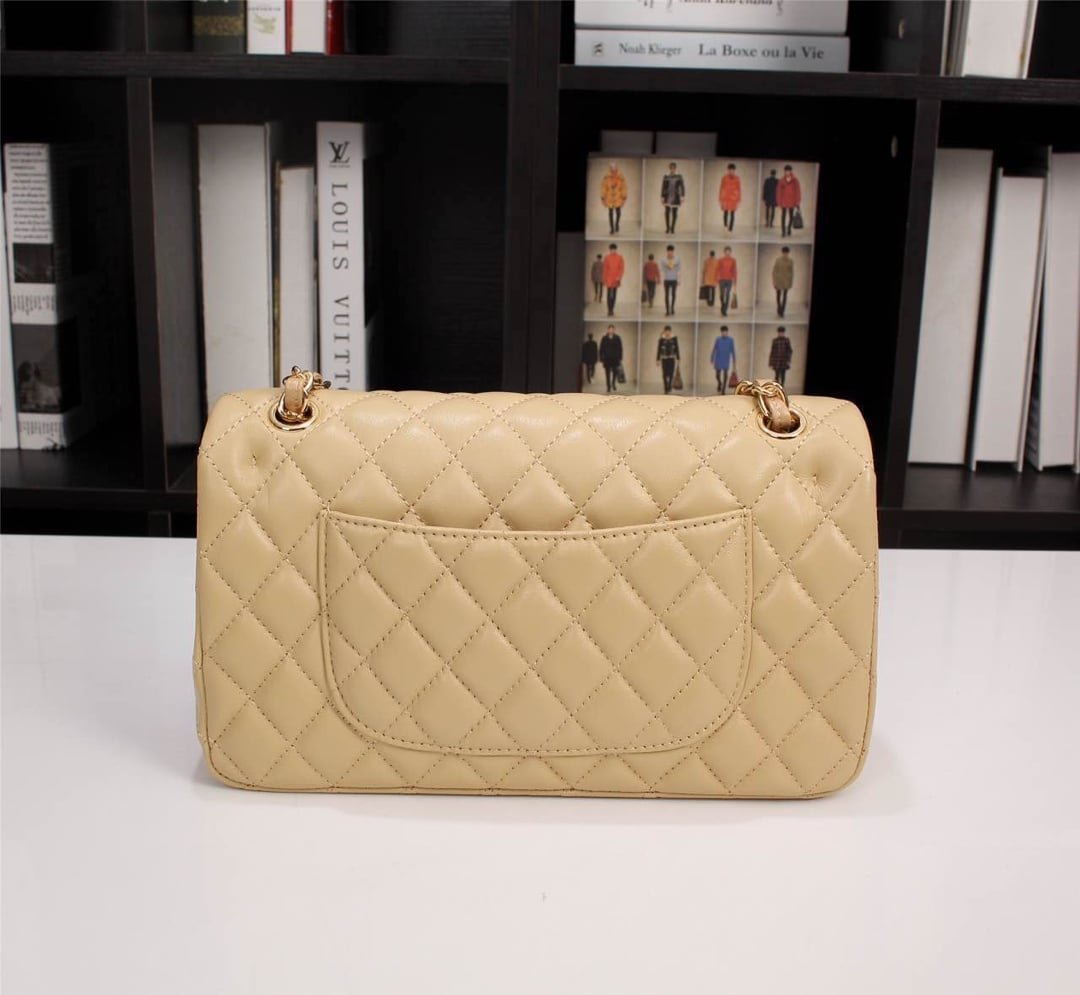 Ch**el Classic Flap Beige Gold Hardware 25Cm