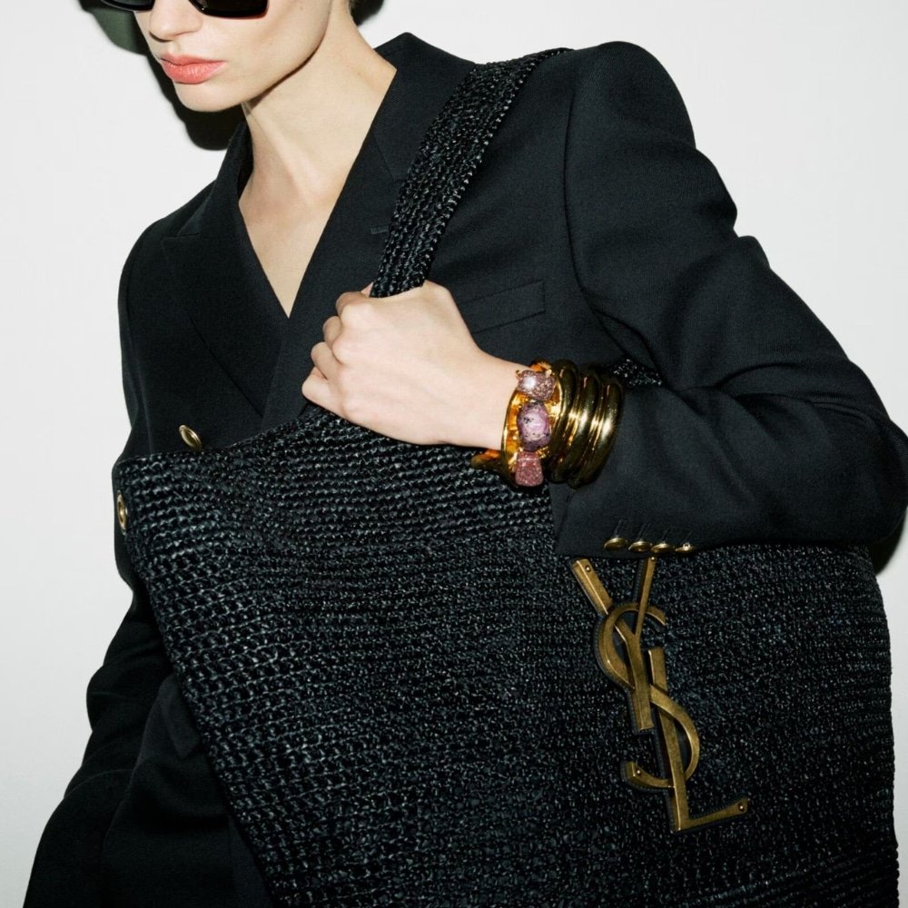 Sa1nt Lau*nt Icare In Raffia Black 45Cm 772191Gaafm1000