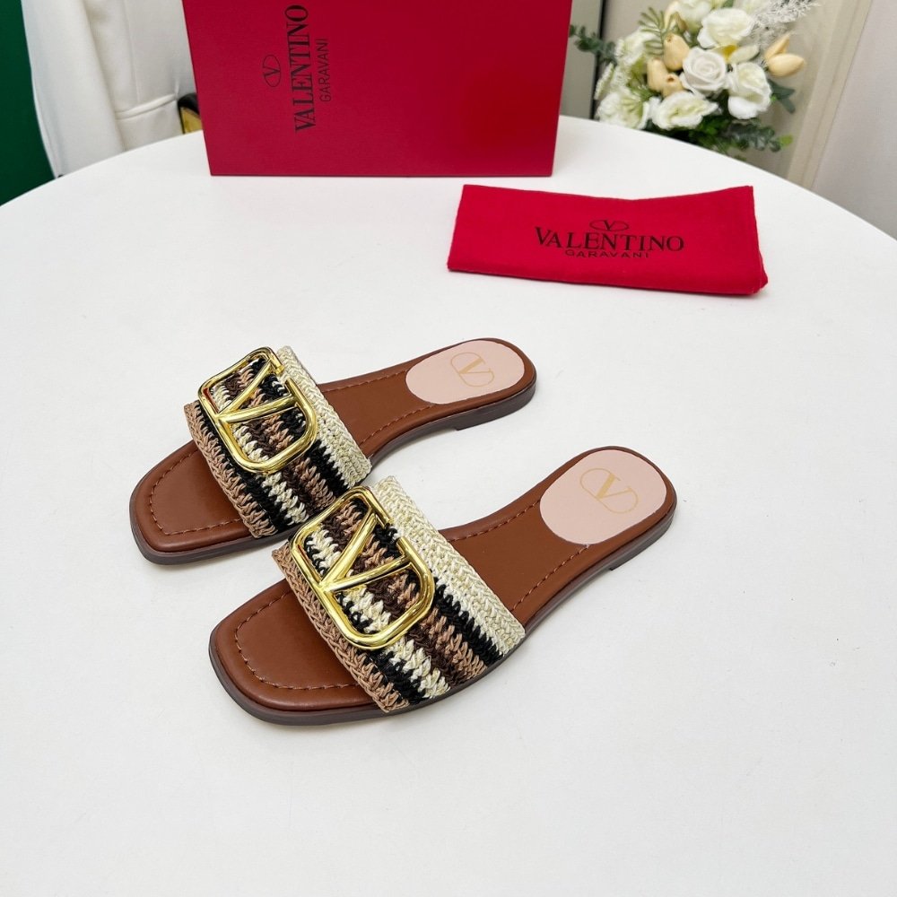Va1e*ntin0 Vlogo Signature Slide Sandal Brown 6W2S0Bd5Agx Qrx