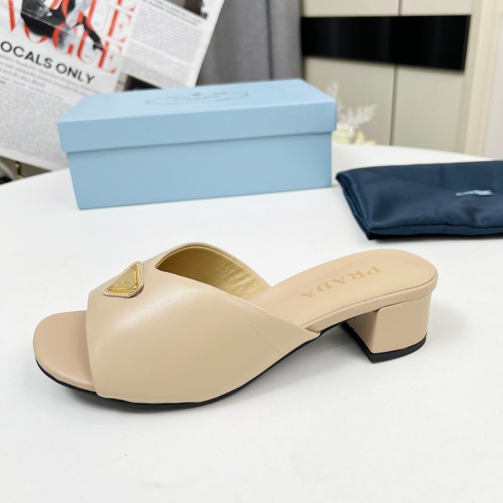 Pra*a Padded Nappa Leather Sandals Beige 1Xx711 2Dl8 F0036 F A035