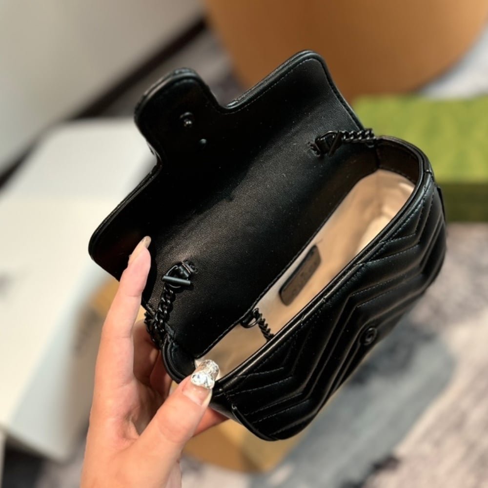 Gvc*1 Gg Marmont Belt Bag Black 16Cm 699757 Um8Kv 1000