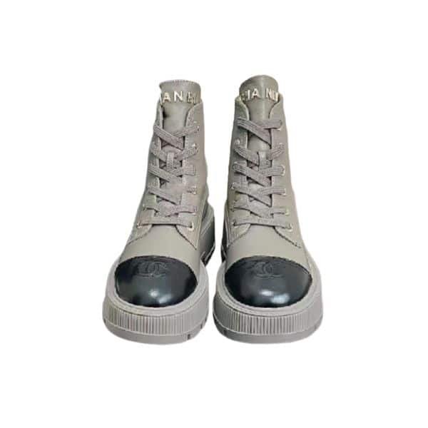 Ch**el Cc Lace Up Boot Grey Black