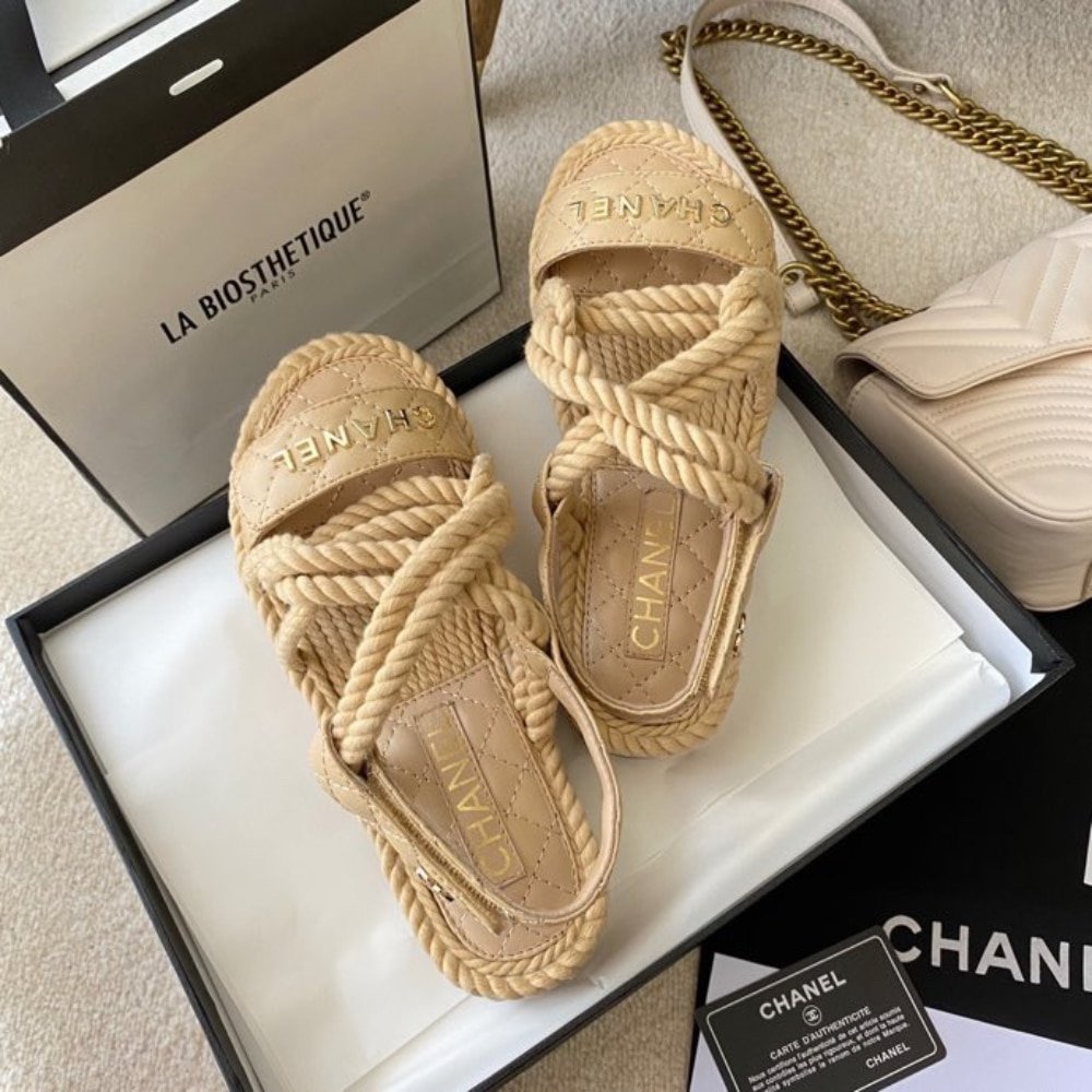 Ch**el Rope Sandals Strap Biege