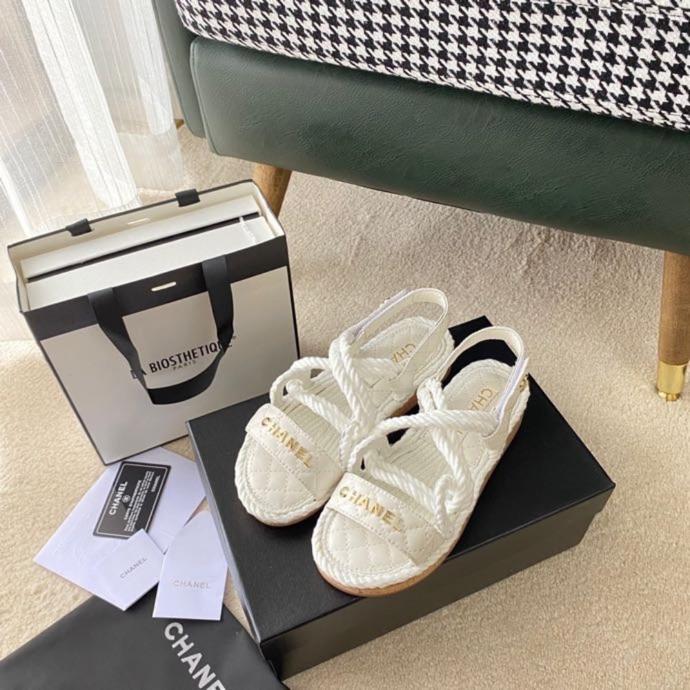Ch**el Rope Sandals Strap White