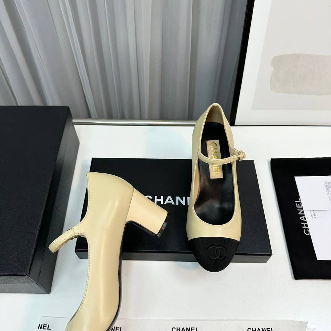 Ch**el Mary Janes Beige G45118