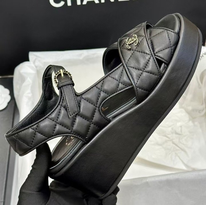 Ch**el Quilted Sandals Black G39918