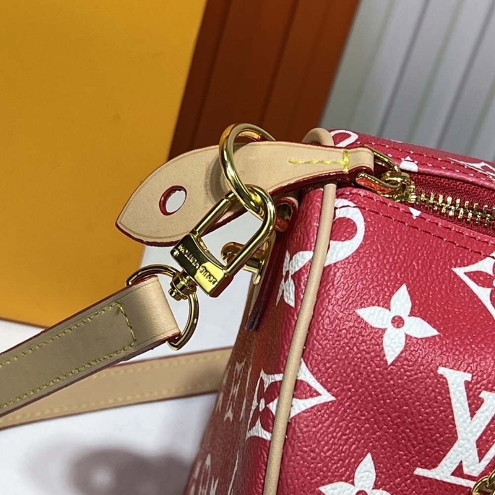 L0vis Vvtt0n Speedy P9 Bandoulière 30 Autruche Red 30Cm M14067