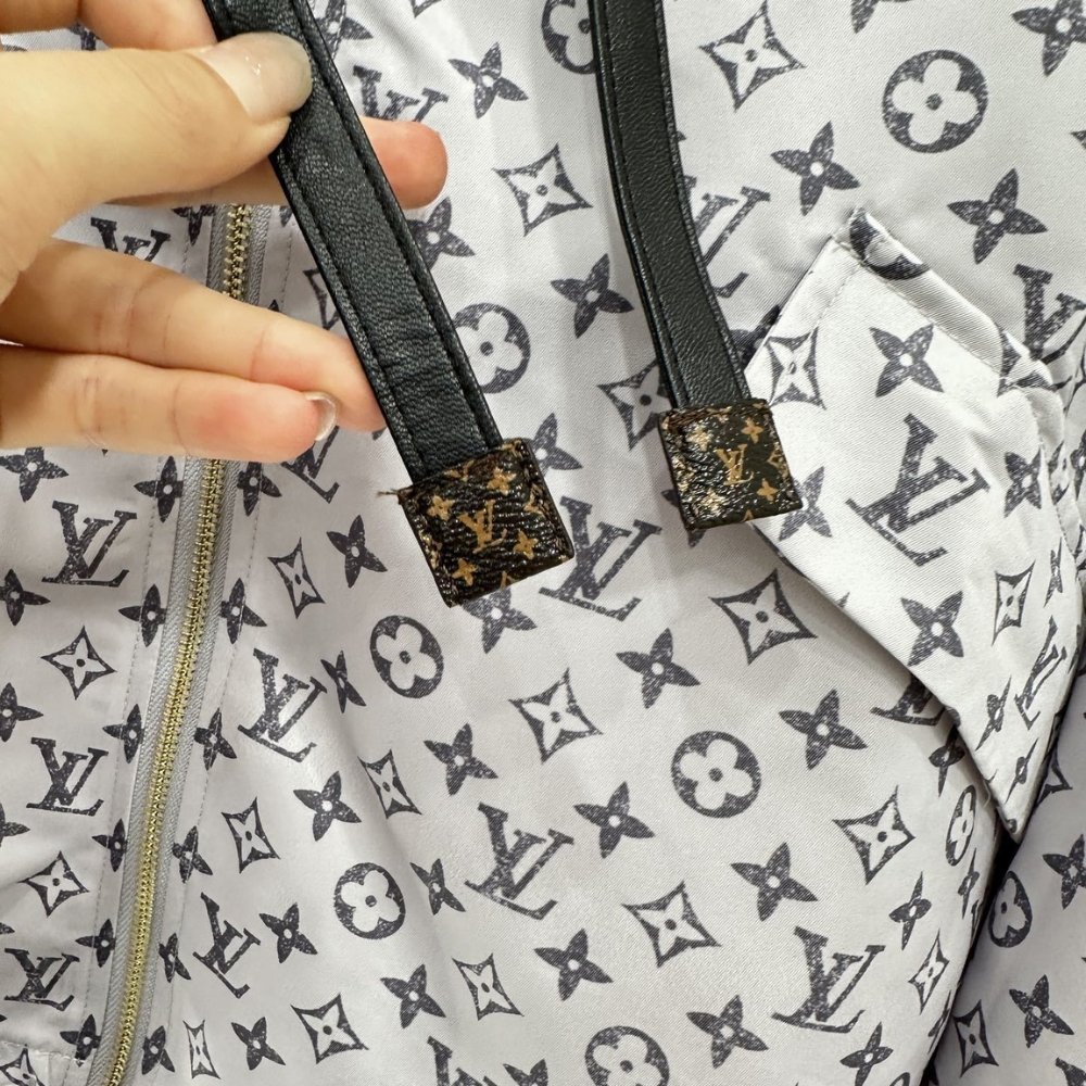 L0vis Vvtt0n Monogram Pattern Parka Jacket Black White 1Ahzpf