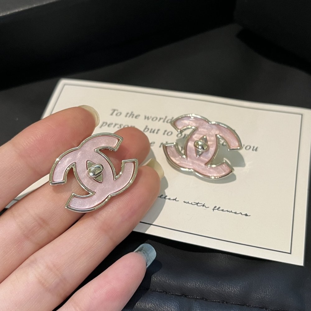 Ch**el Stud Earrings Pink Gold Abg299 B21878 U3494