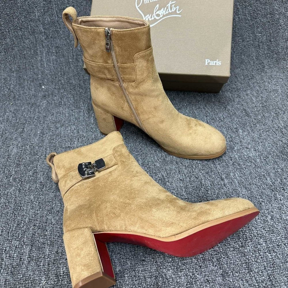 Chr1st1an Louboutin Booty Lock 70 Boots Beige 1250326F486