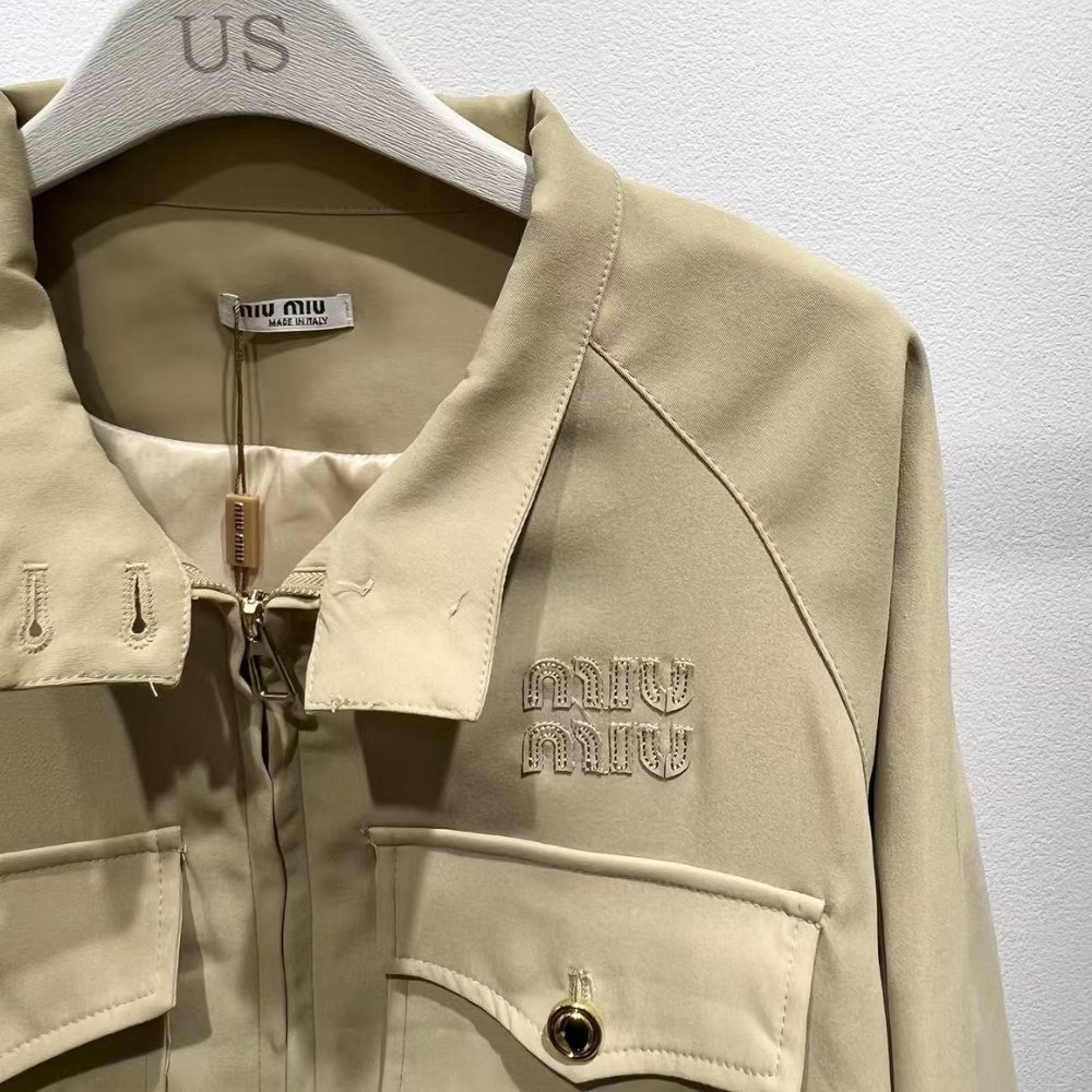 Miu Miu Cord Chino Blouson Jacket Beige
