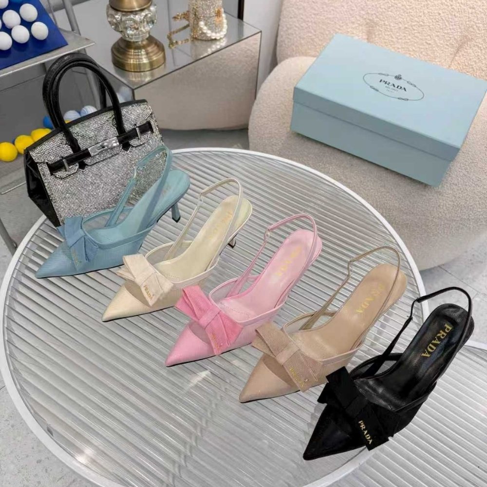 Pra*a Mesh Fabric Slingback Pumps In Black