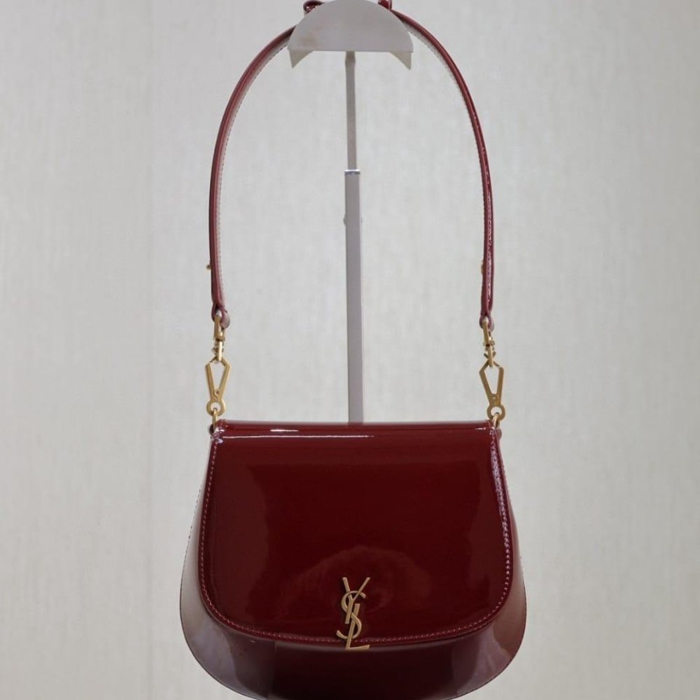 [S*per Vip 1:1] Sa1nt Lau*nt Mini Voltaire Top Handle Bag In Patent Leather Dark Red Wine 21Cm 800846Bmiiw6413