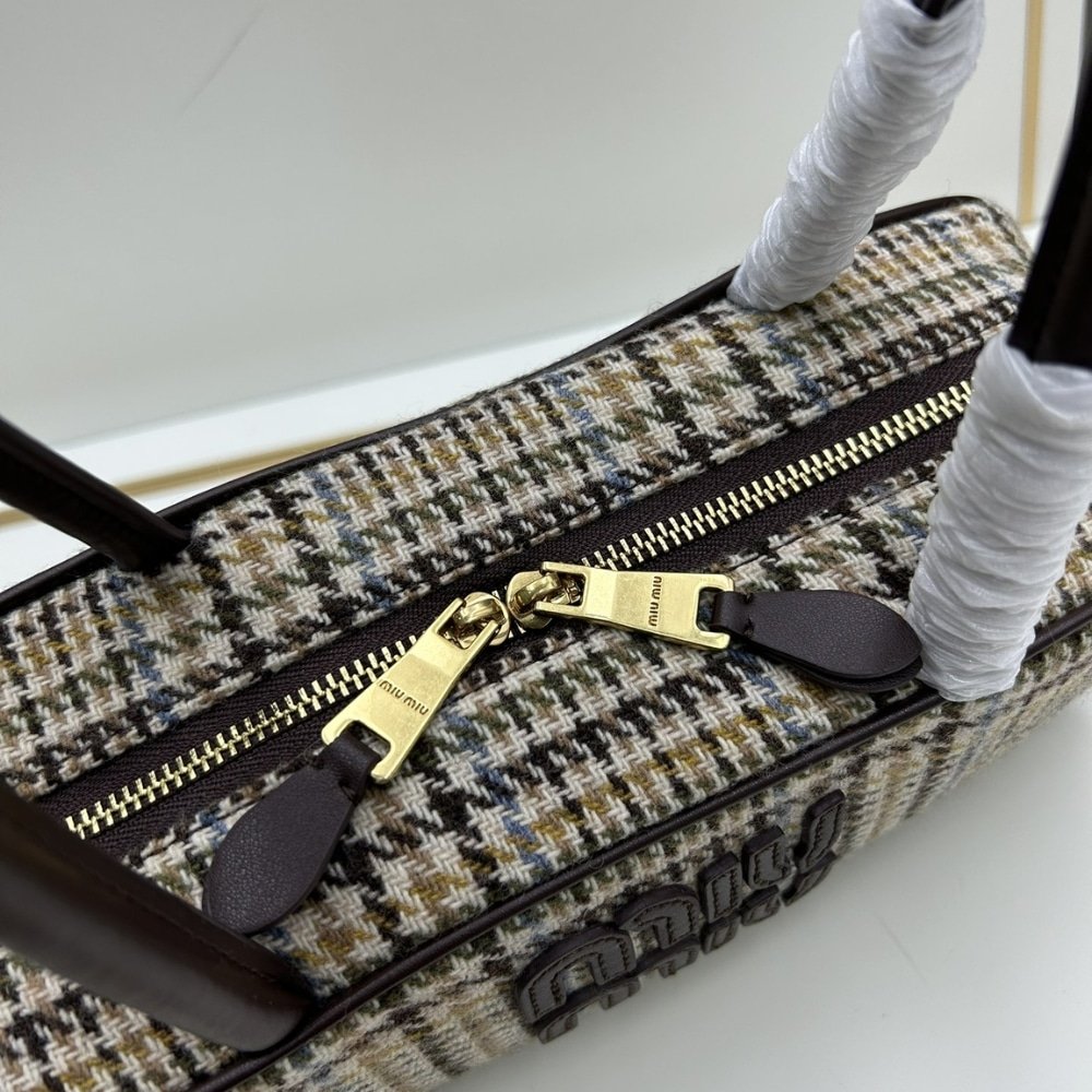 Miu Miu Beau Top Handle Tratan Bag Beige 28Cm