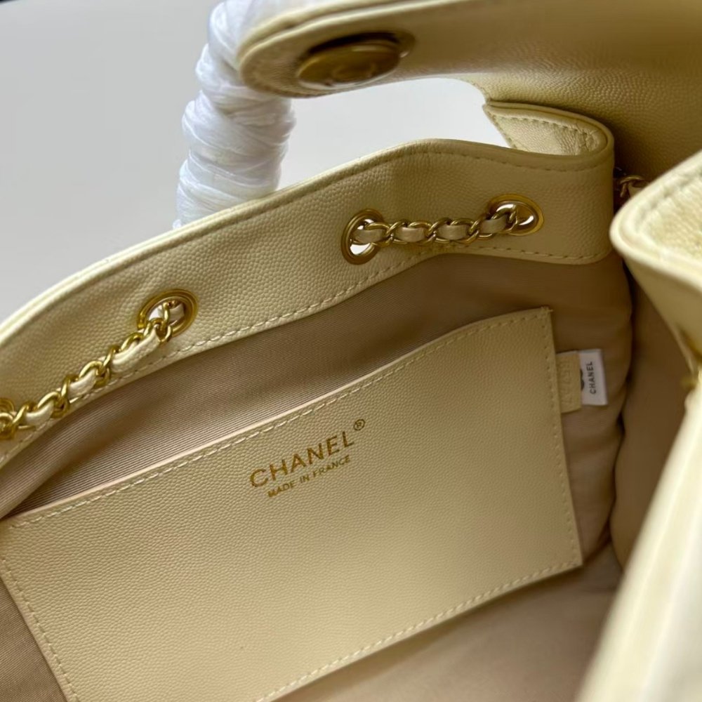 [S*per Vip 1:1] Ch**el 25 Small Handbag Grained And Gold Tone Metal Light Yellow 26Cm AS5293 B20304 NAGEQ