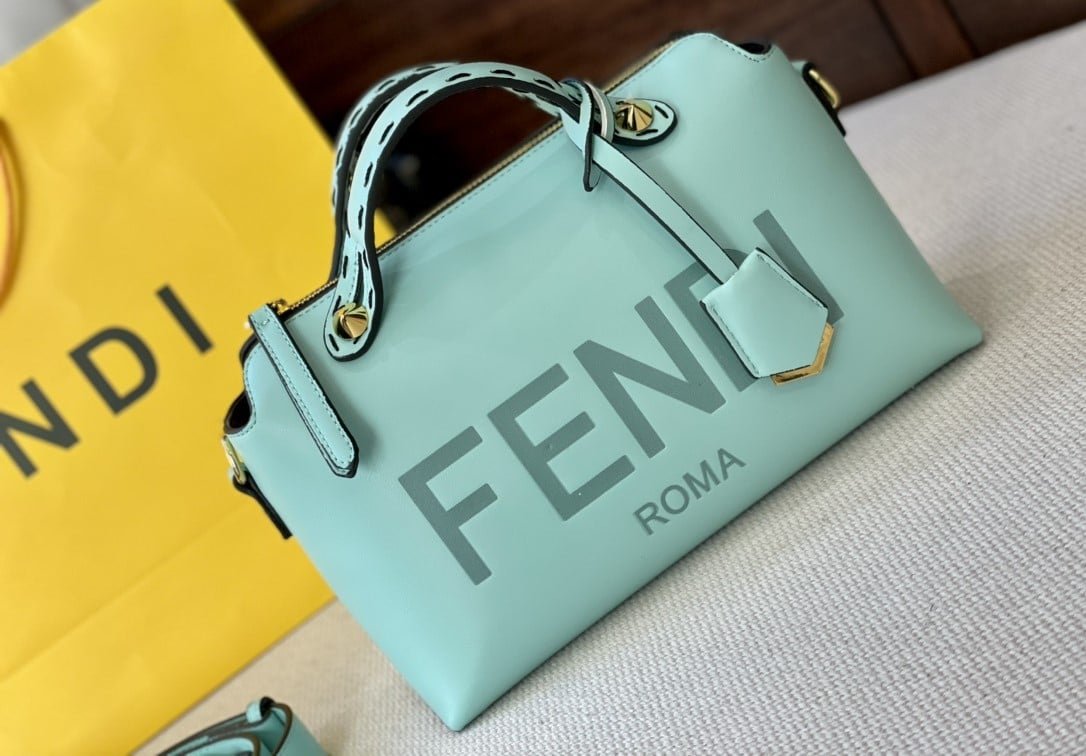 F**di By The Way Medium Leather Boston Bag Blue 27Cm