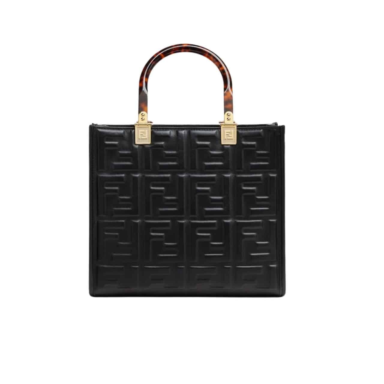 F**di Sunshine Small Black Leather Shopper 25Cm 8Bh394Amcvf0Kur