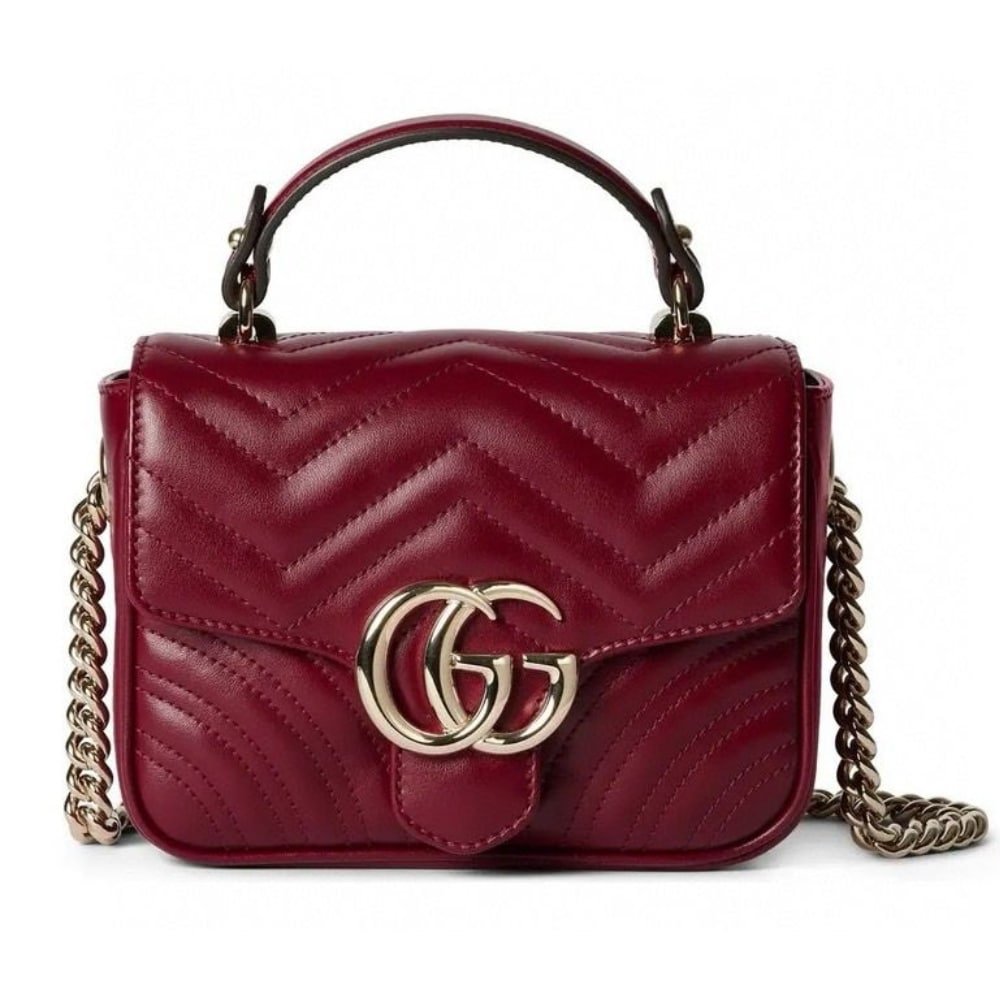 Gvc*1 Gg Marmont Mini Top Handle Bag Red 17Cm ‎811238 Aaeck 6207