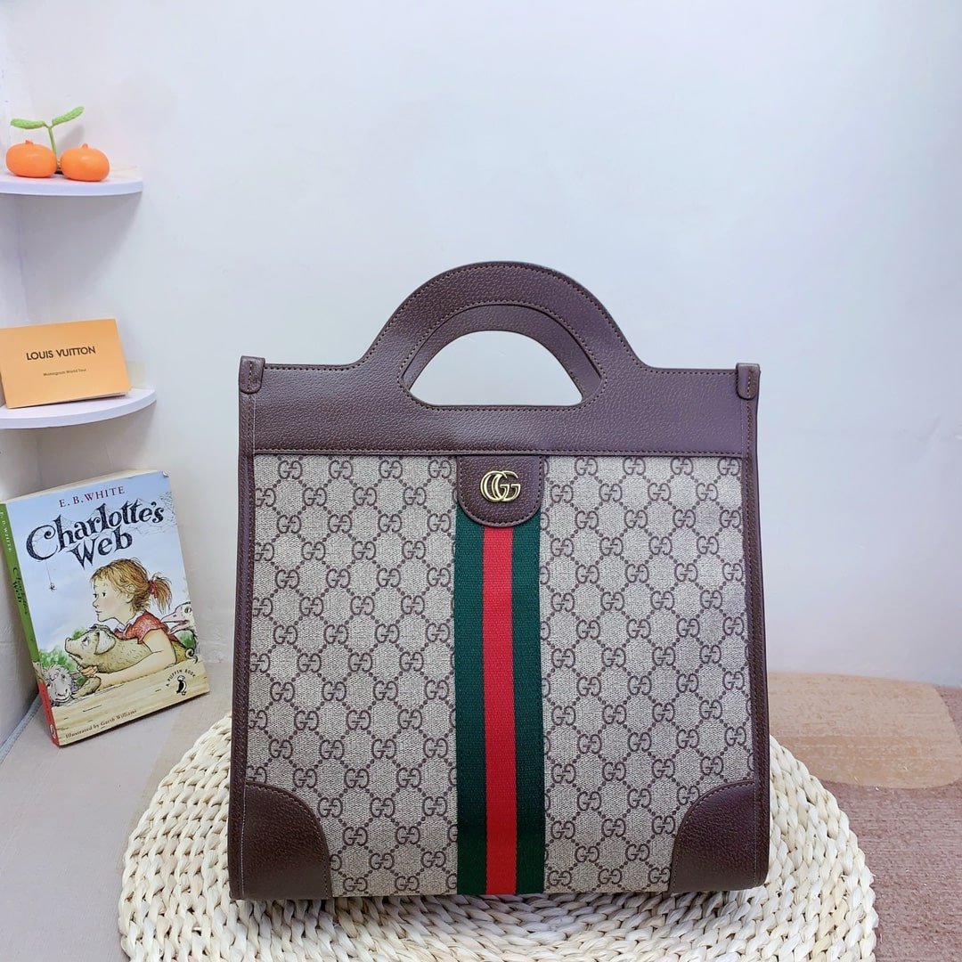 Gvc*1 Gg Svp*me Ophidia Vertical Tote Brown 33Cm