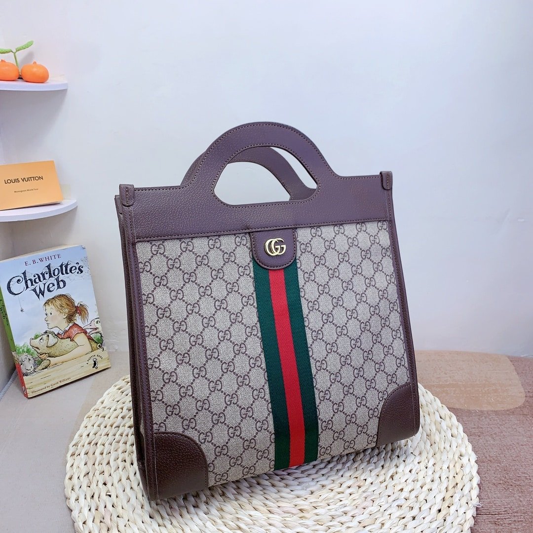 Gvc*1 Gg Svp*me Ophidia Vertical Tote Brown 33Cm