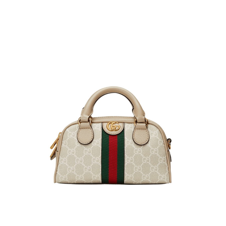 Gvc*1 Women’S Metallic Ophidia Gg Top Handle Bag Beige And White 32Cm 724606 Fabex 9642