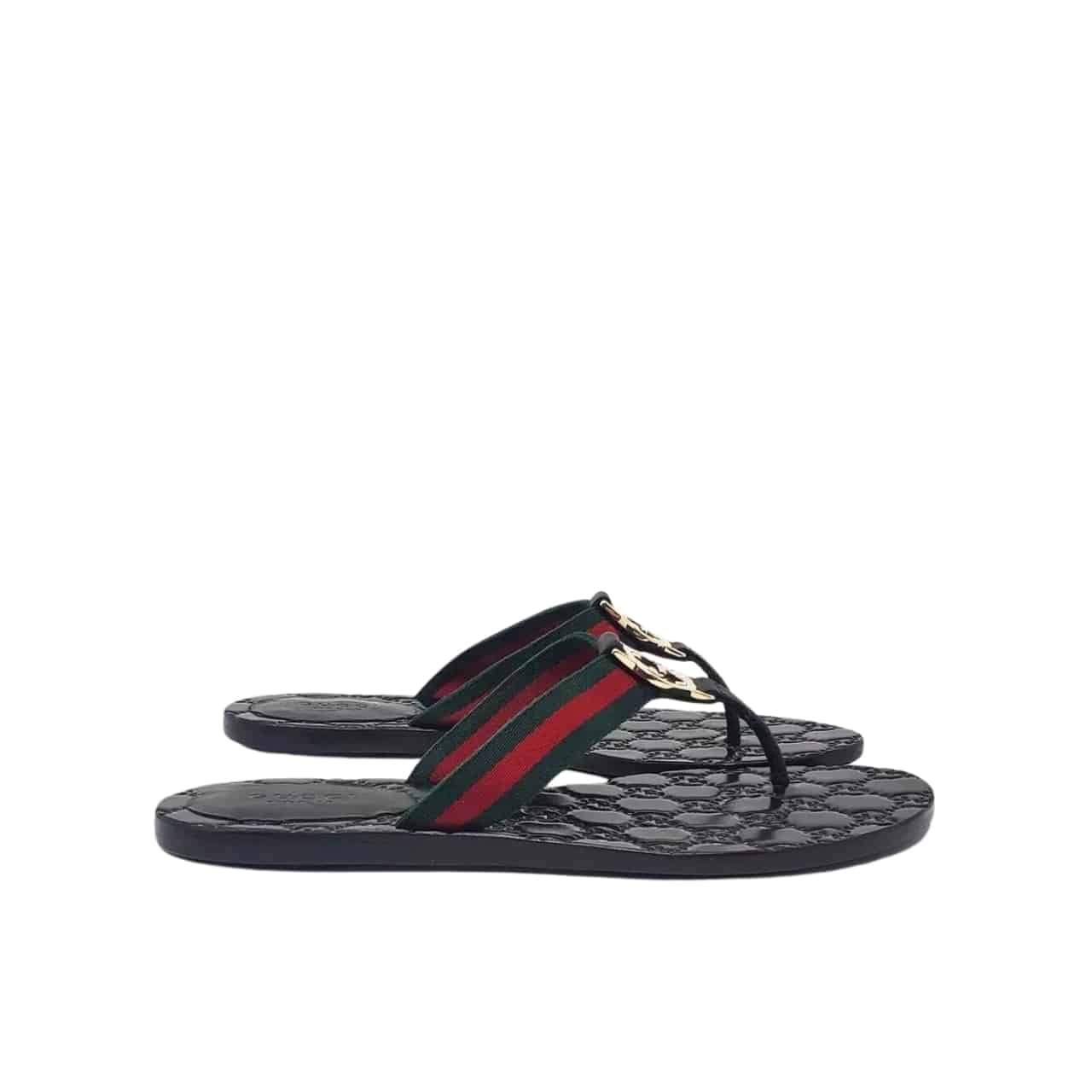 Gvc*1 Double G Thong Leather Green And Red