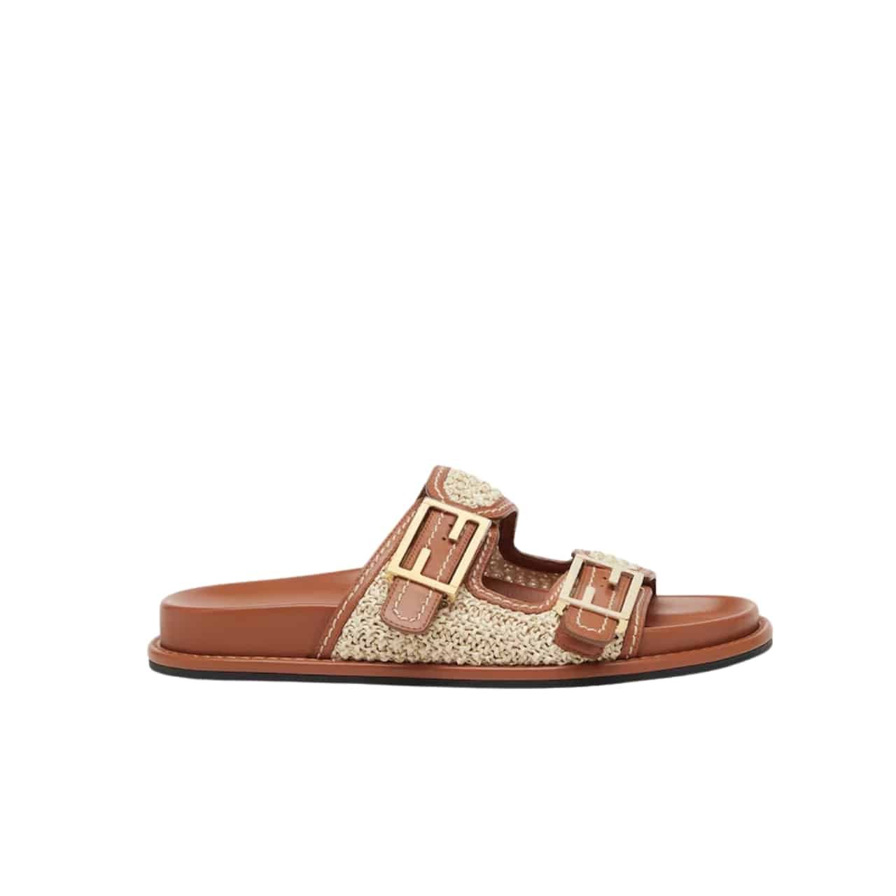 F**di Feel Leather Sandals Brown 8X8326Ao0Df1Lr0