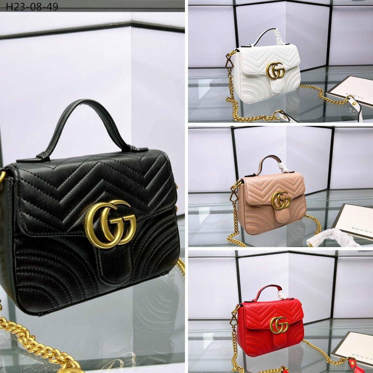 Gvc*1 Gg Marmont Mini Top Handle Bag Black 20Cm ‎547260 Dtdit 1000