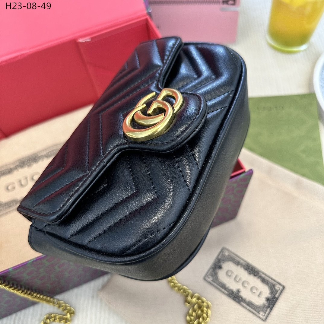 Gvc*1 Gg Marmont Leather S*per Mini Bag Black 17Cm 476433 Dtdct 1000