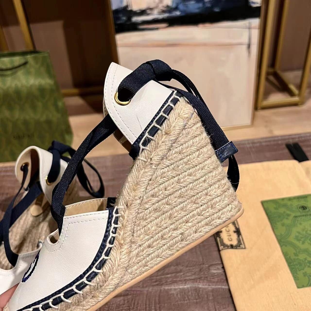 Gvc*1 Gg Canvas Wedge Espadrilles White