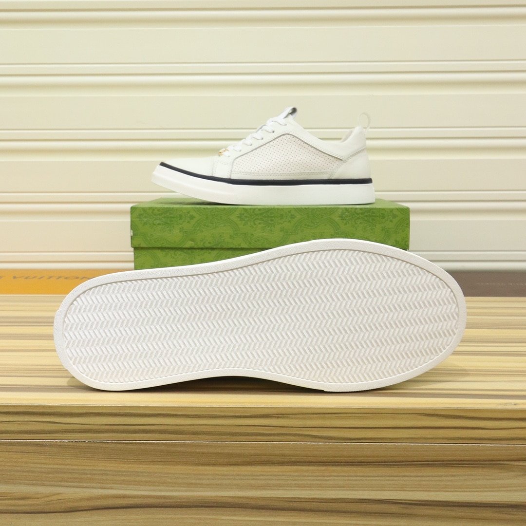 Gvc*1 Men’S Platform Sneaker Leather White With Black Edge