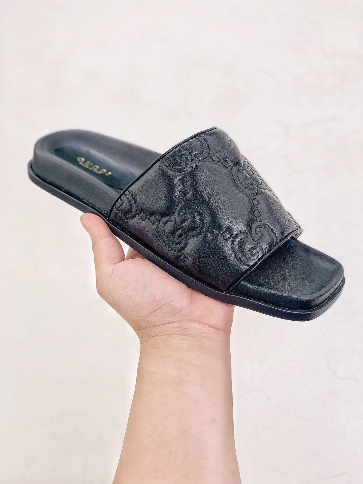 Gvc*1 Womens Gg Matelasse Slide Black 694714 Bko60 1000