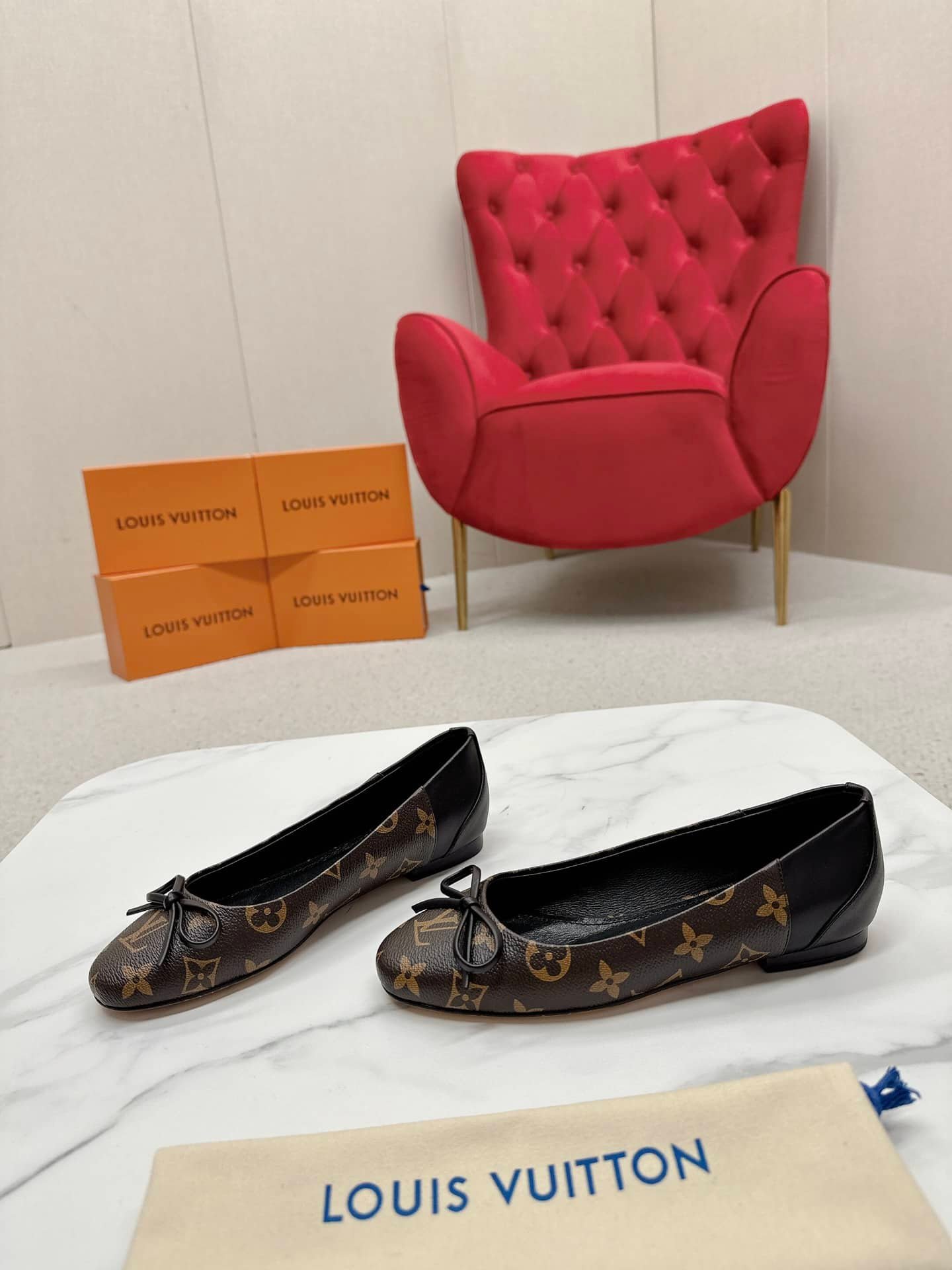 L0vis Vvtt0n Joy Ballerina Flats Monogram Brown