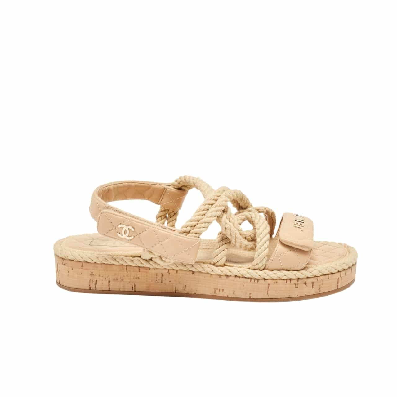Ch**el Rope Sandals Strap Biege