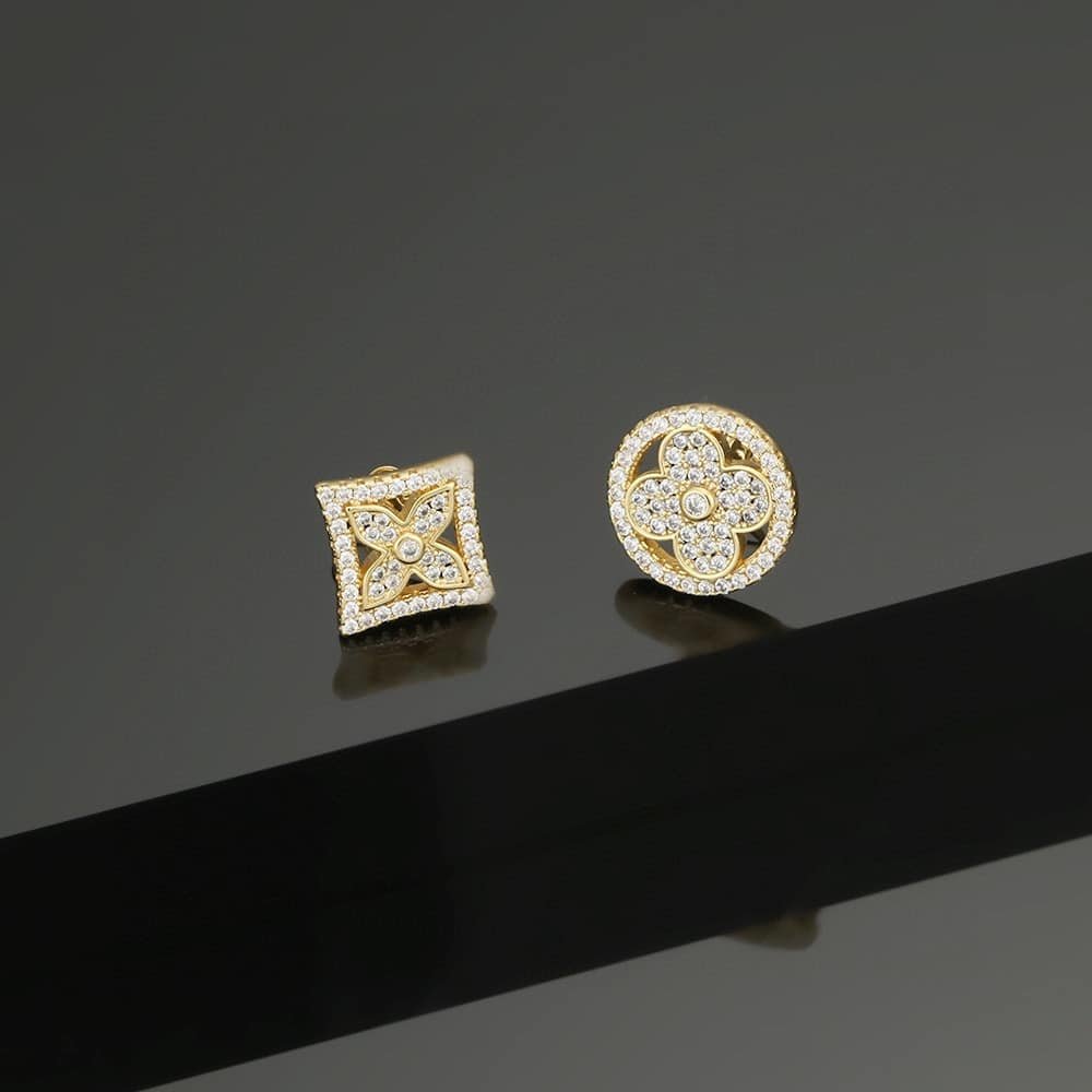 L0vis Vvtt0n Idylle Blossom Stud Earrings Gold And D1am0nds