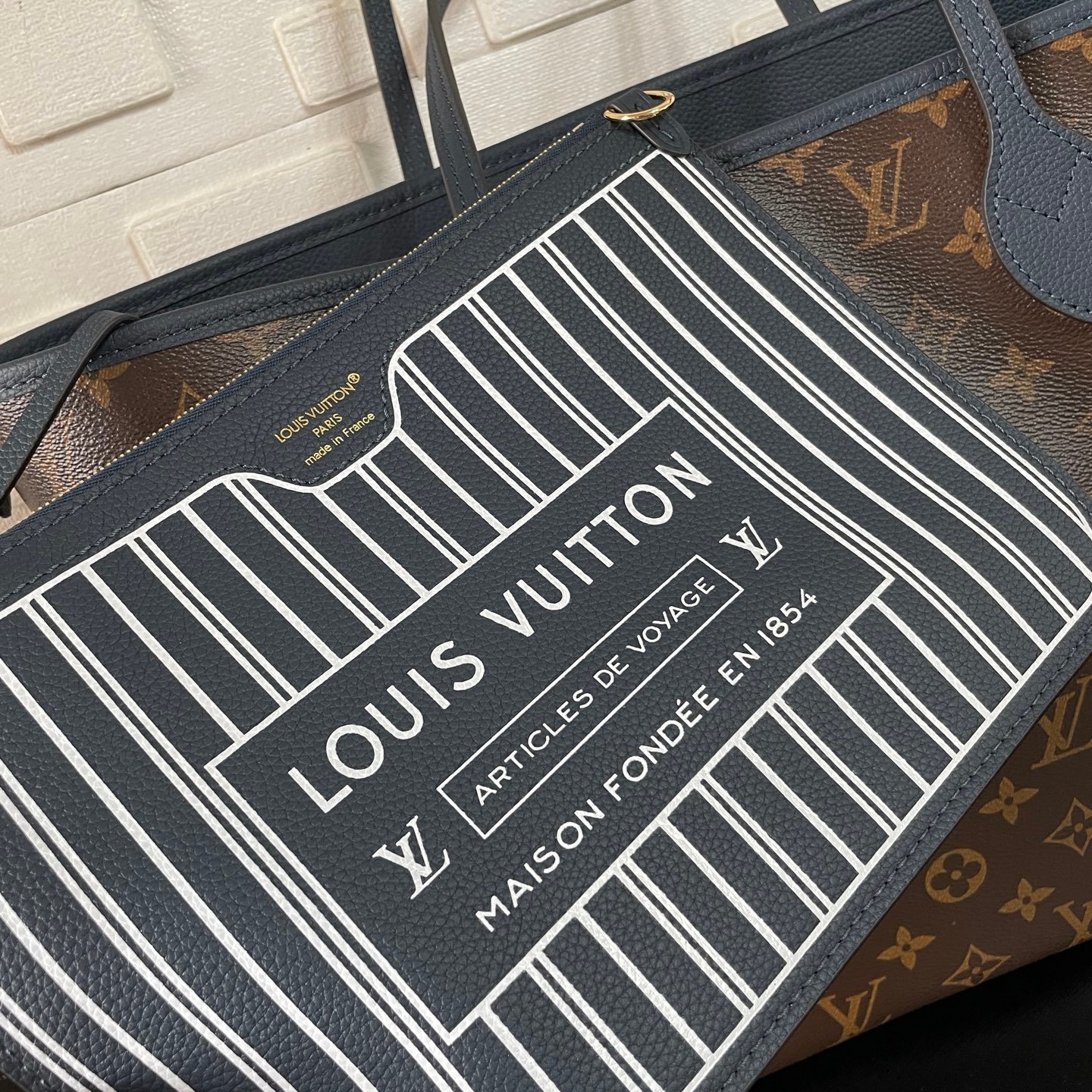 [S*per Vip 1:1] L0vis Vvtt0n Neverfull Inside Out MM Bag Navy Blue 31Cm M14994