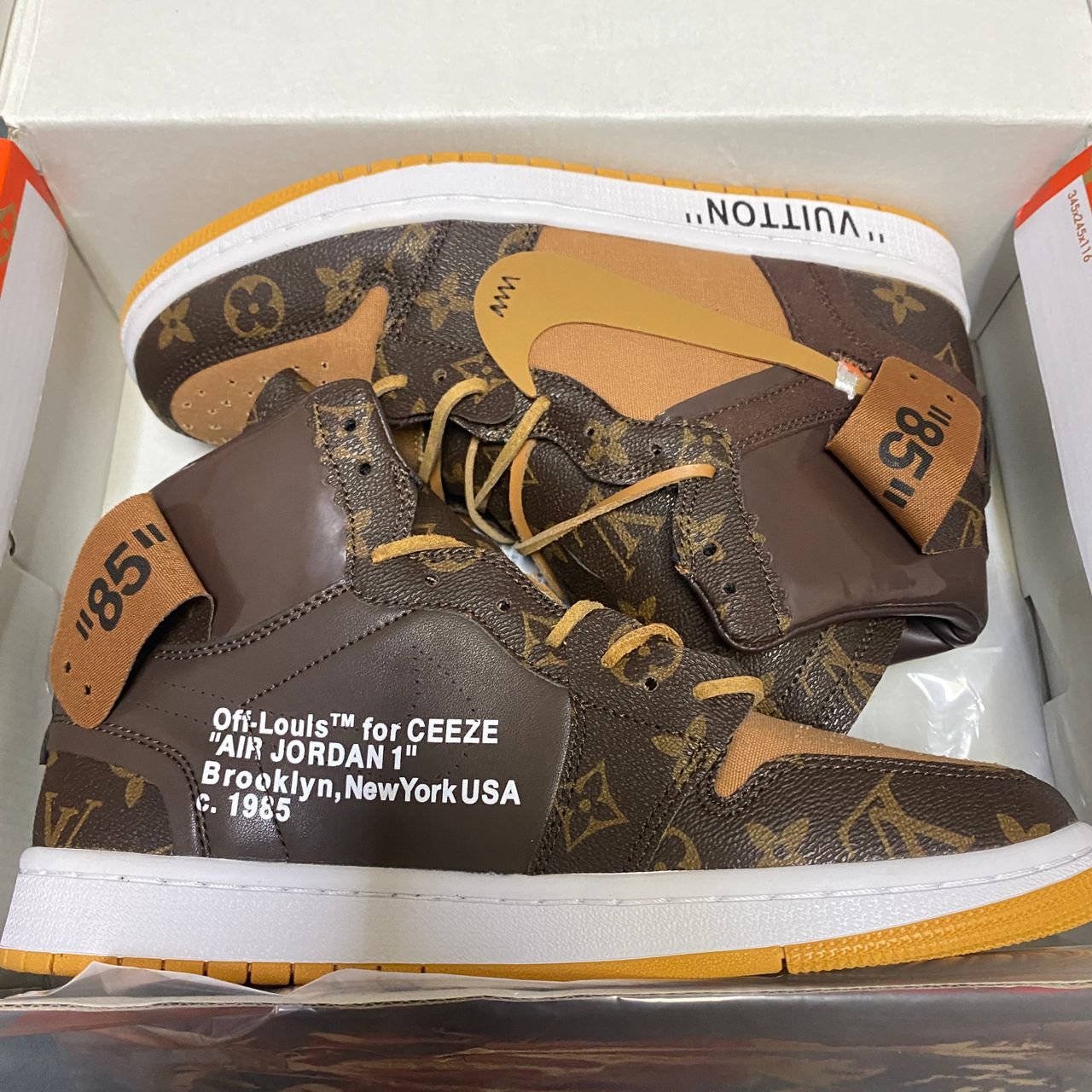 L0vis Vvtt0n X Air Jordan 1 Off White Monogram Canvas Aq0818-158