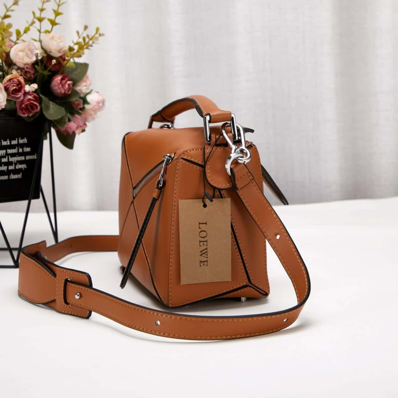 L0ew* Puzzle Leather Shoulder Bag 24Cm Tan