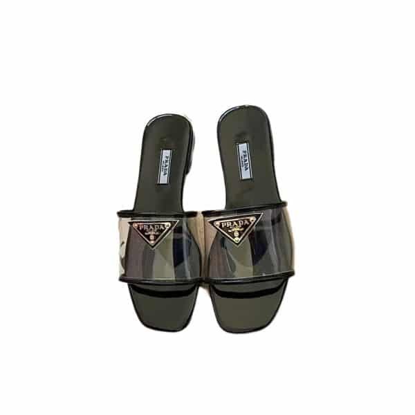 Pra*a Logo Plaque Slip On Black