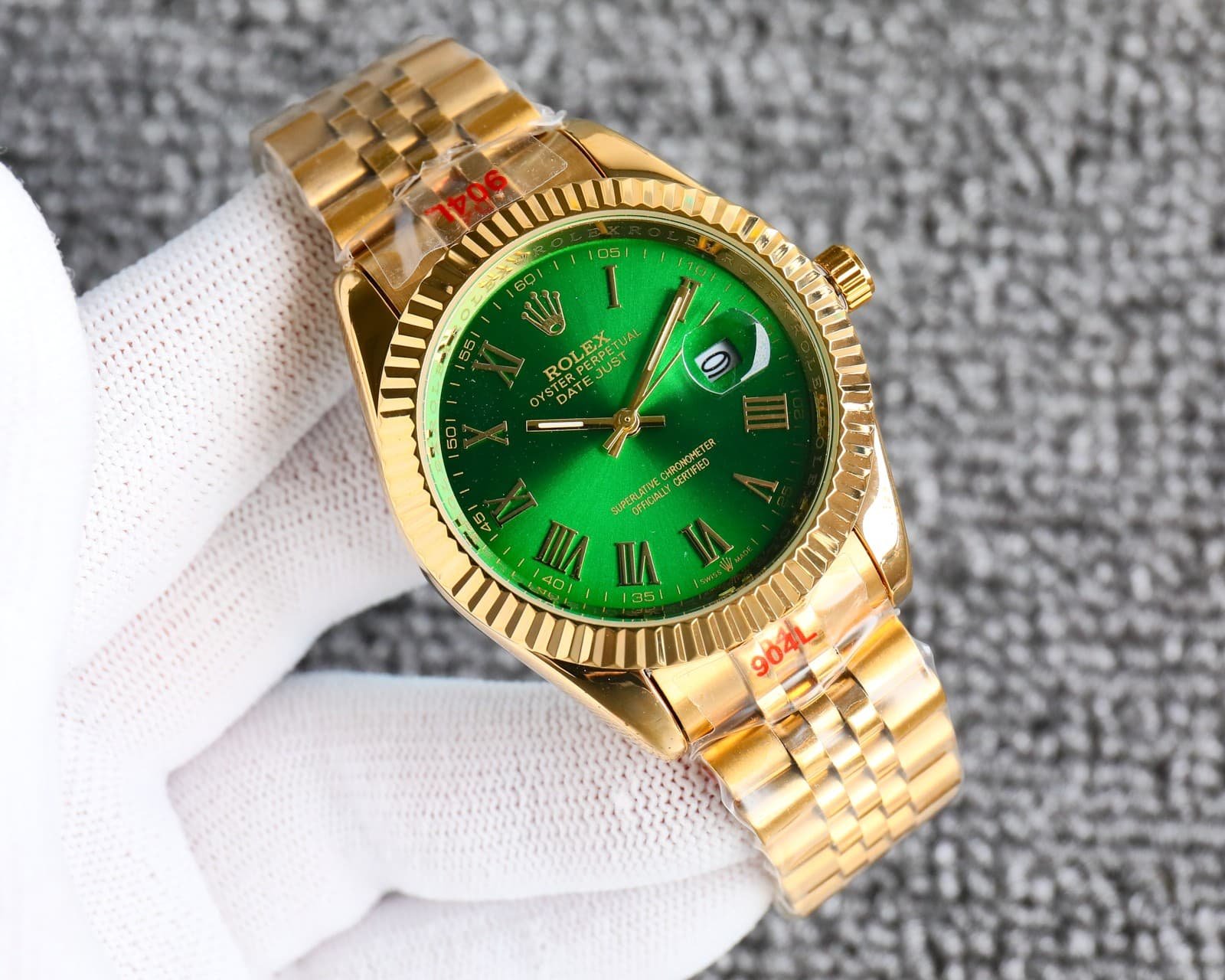R01ex Datejust Roman Numeral Dial Gold In Green 41Mm